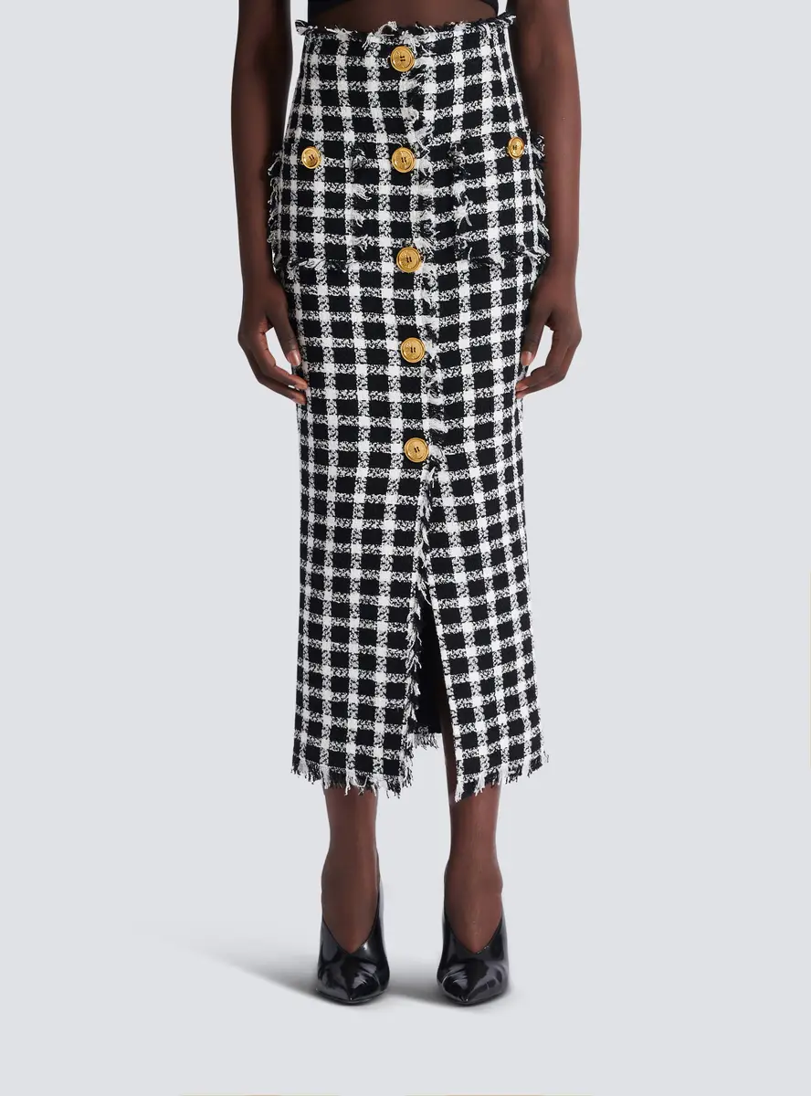 Balmain Long gingham tweed skirt | Thumbnail 7 Balmain Long gingham tweed skirt | Thumbnail 7