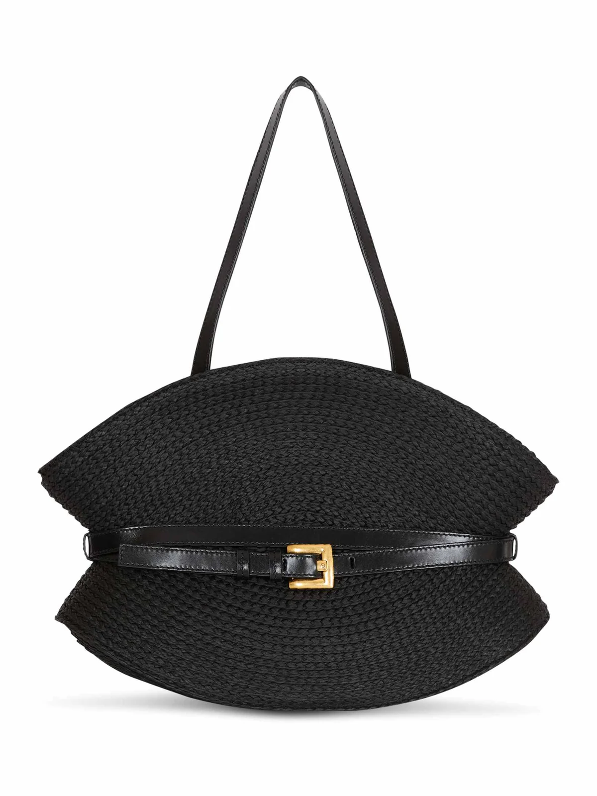 Shuffle Medium bag in calfskin leather and raffia Shuffle Medium bag in calfskin leather and raffia