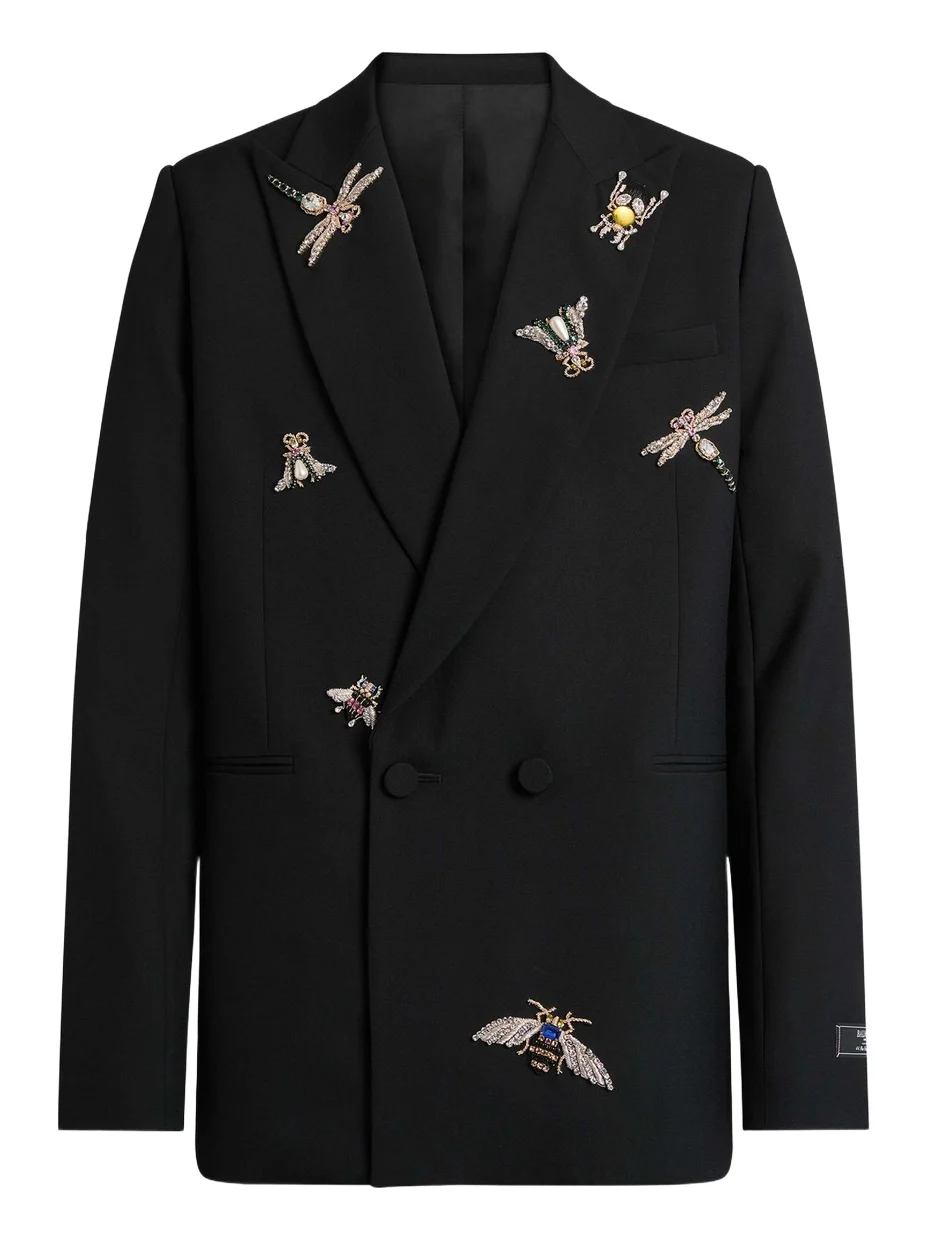 Balmain Embroidered wool and crystal Insect jacket
