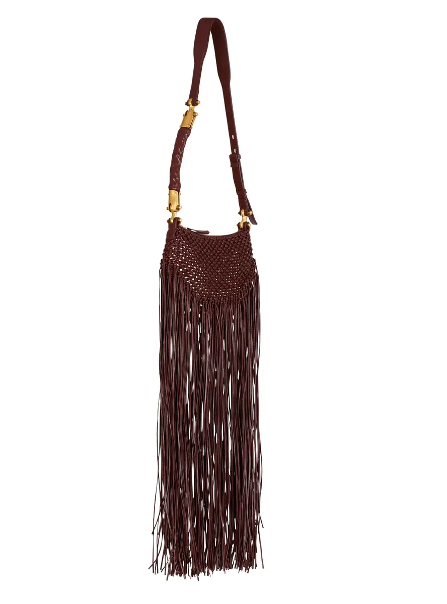 Balmain Fringed Ébène Hobo Mini bag in woven leather | Thumbnail 3 Balmain Fringed Ébène Hobo Mini bag in woven leather | Thumbnail 3