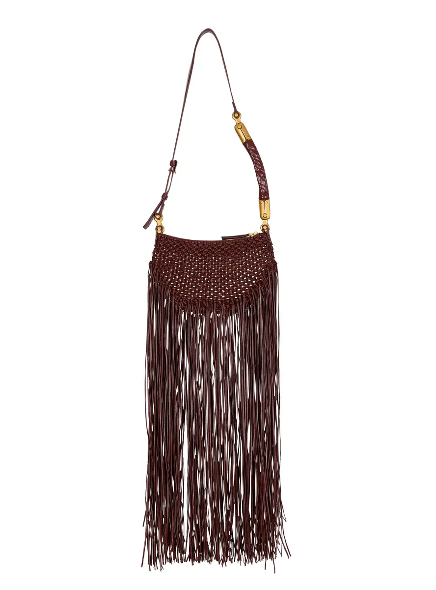 Balmain Fringed Ébène Hobo Mini bag in woven leather | Thumbnail 4 Balmain Fringed Ébène Hobo Mini bag in woven leather | Thumbnail 4
