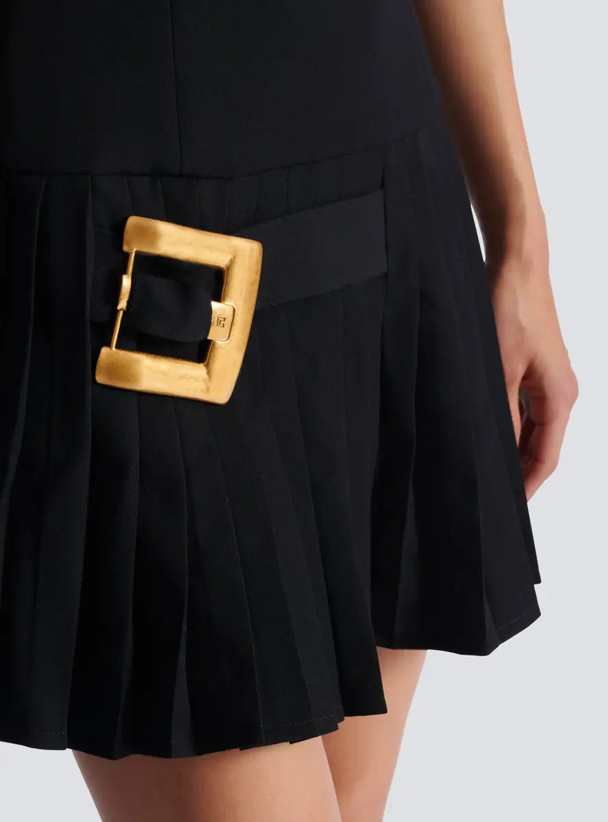 Balmain Flared grain de poudre dress with belt detail | Thumbnail 7 Balmain Flared grain de poudre dress with belt detail | Thumbnail 7