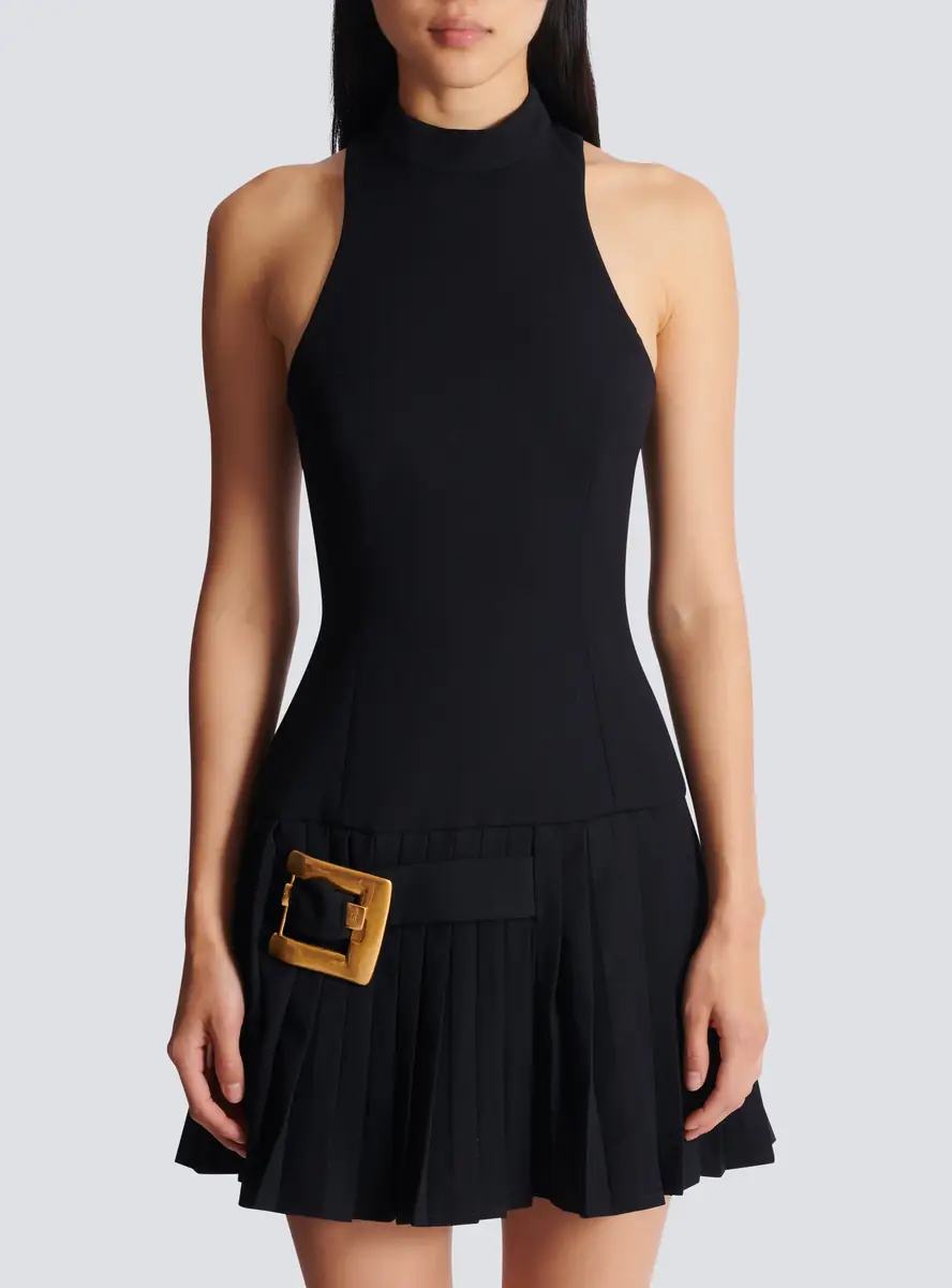 Balmain Flared grain de poudre dress with belt detail | Thumbnail 8 Balmain Flared grain de poudre dress with belt detail | Thumbnail 8