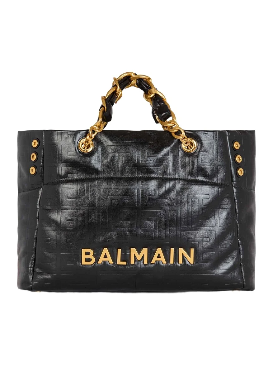Balmain 1945 Soft crackled leather tote bag