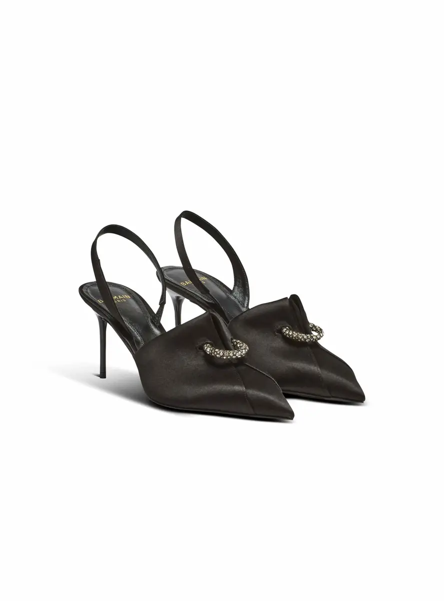 Balmain Satin slingbacks with piercing | Thumbnail 3