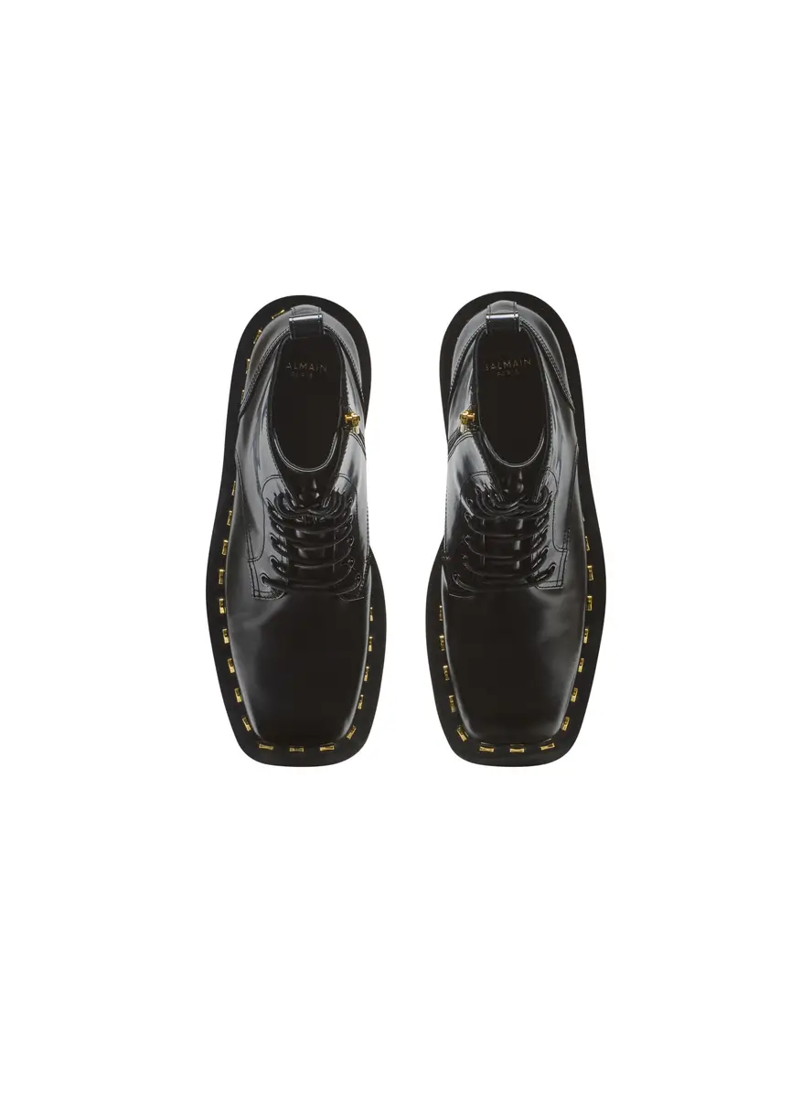 Balmain Glazed leather army boots | Thumbnail 7