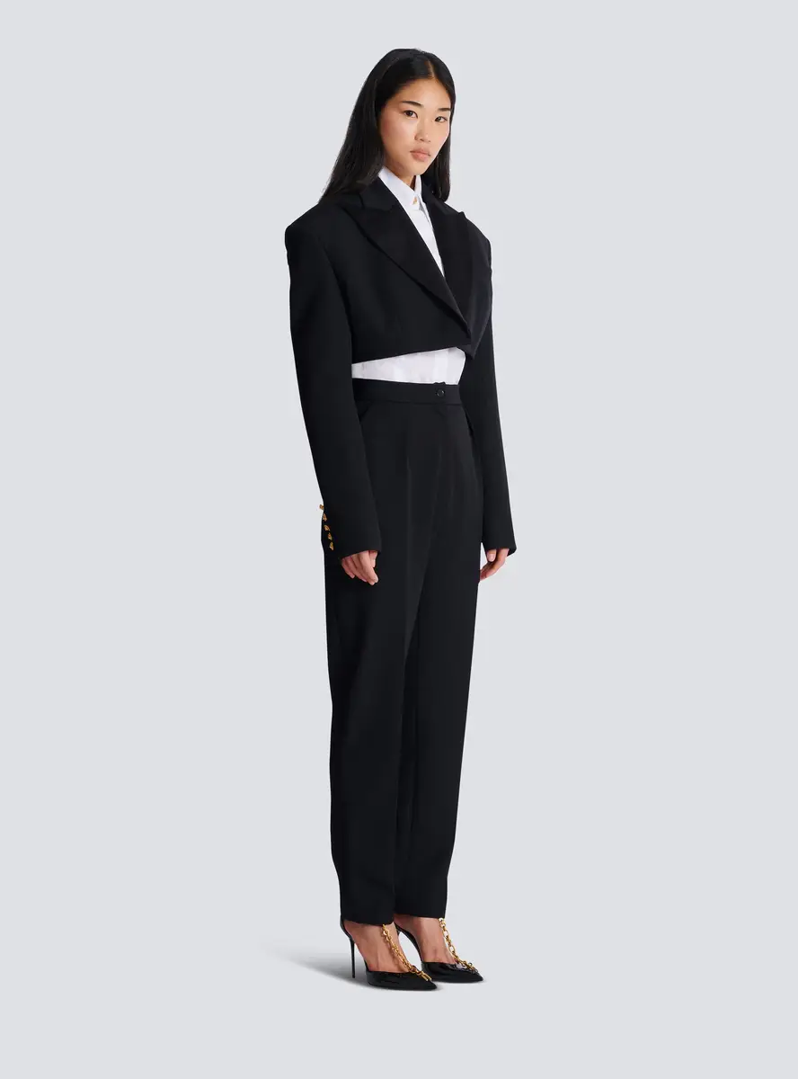 Balmain Cropped grain de poudre jacket | Thumbnail 3 Balmain Cropped grain de poudre jacket | Thumbnail 3