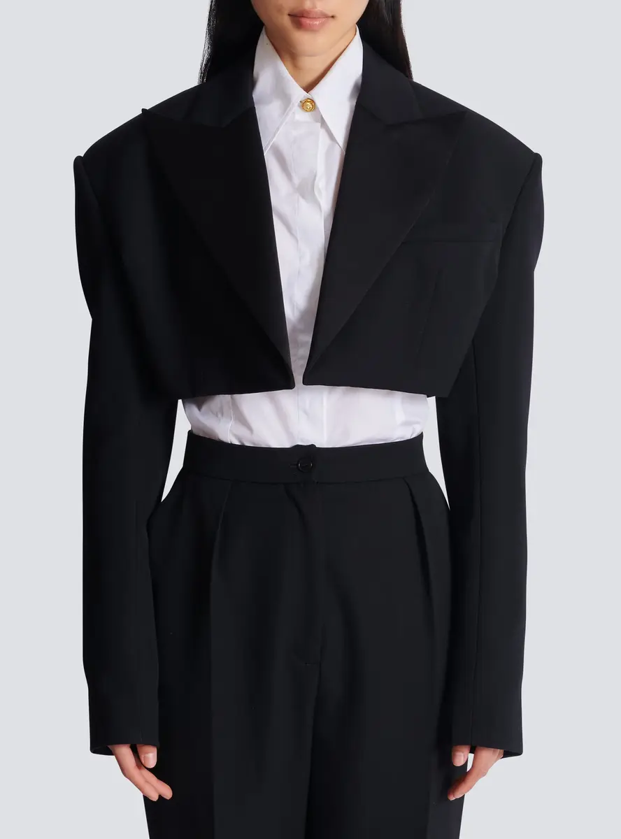 Balmain Cropped grain de poudre jacket | Thumbnail 8 Balmain Cropped grain de poudre jacket | Thumbnail 8