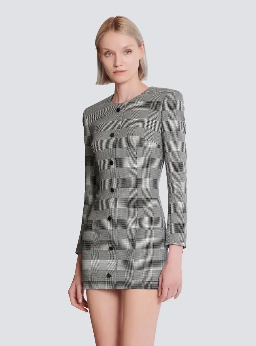 Balmain Short dress in Prince of Wales jacquard | Thumbnail 6 Balmain Short dress in Prince of Wales jacquard | Thumbnail 6