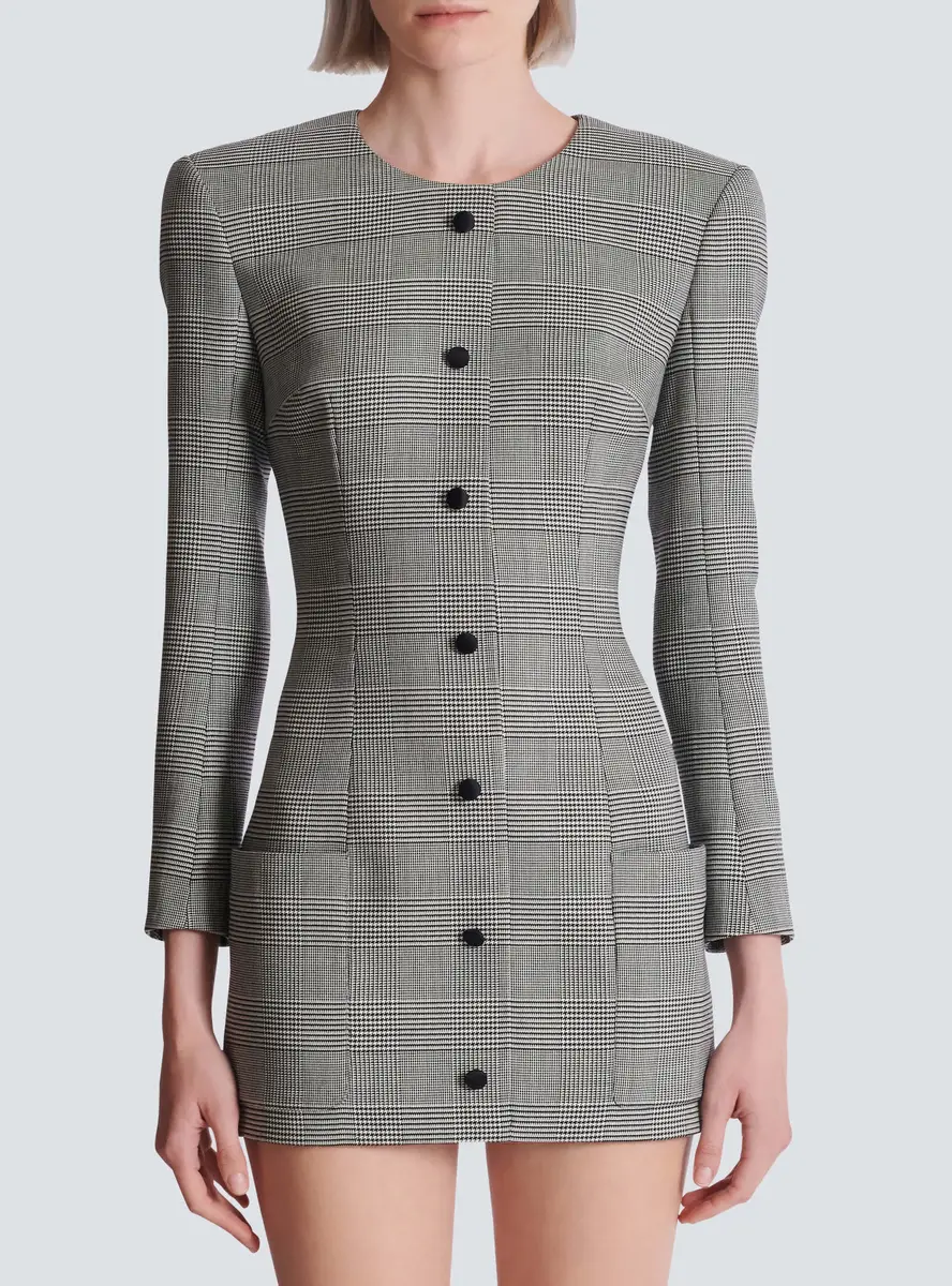 Balmain Short dress in Prince of Wales jacquard | Thumbnail 8 Balmain Short dress in Prince of Wales jacquard | Thumbnail 8