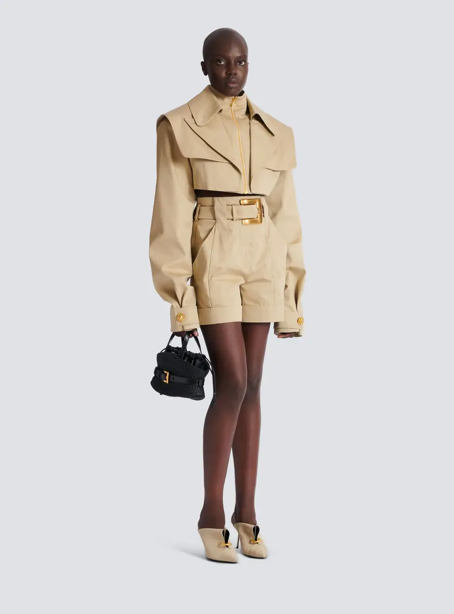 Balmain Cropped gabardine jacket | Thumbnail 2 Balmain Cropped gabardine jacket | Thumbnail 2