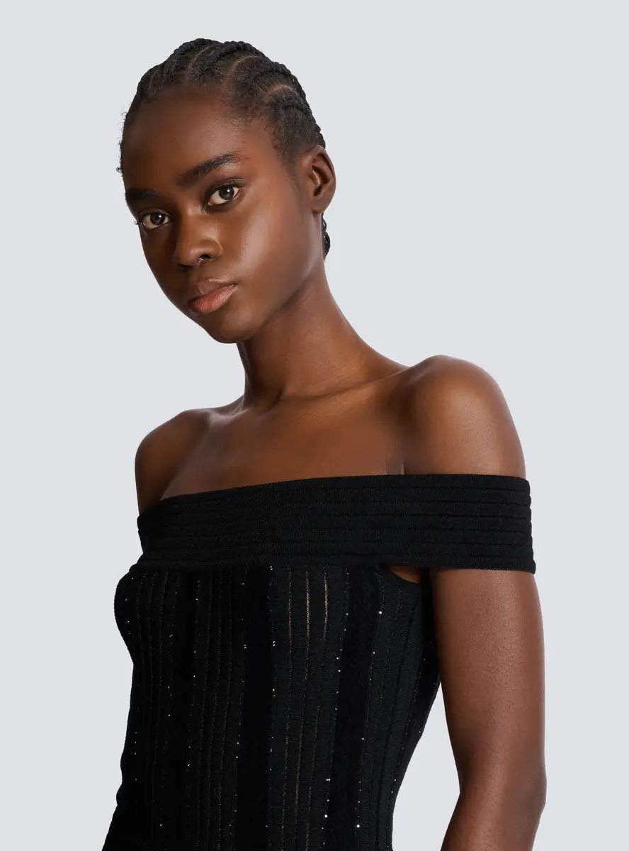 Balmain Off-the-shoulder glitter knit dress | Thumbnail 5 Balmain Off-the-shoulder glitter knit dress | Thumbnail 5