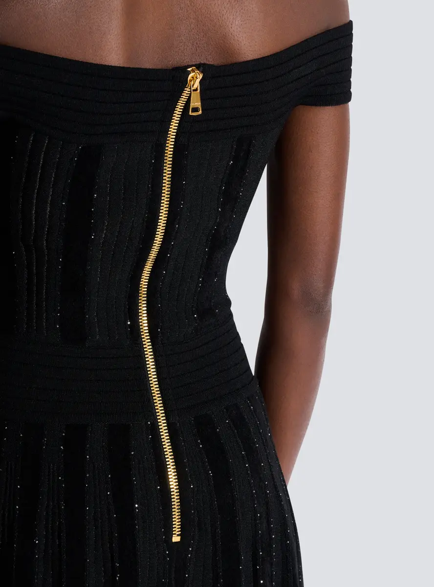 Balmain Off-the-shoulder glitter knit dress | Thumbnail 6 Balmain Off-the-shoulder glitter knit dress | Thumbnail 6