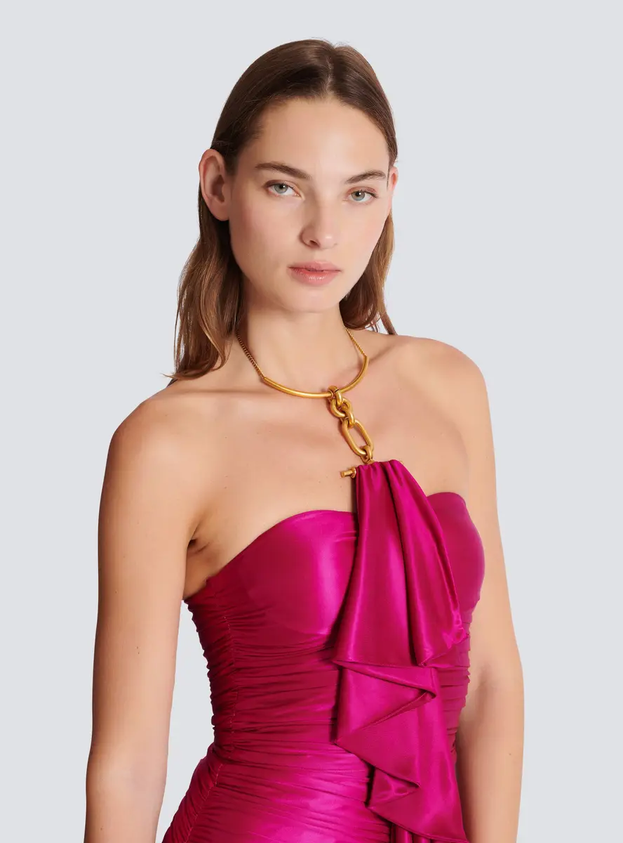 Balmain Long draped bustier dress with embellished detail | Thumbnail 7 Balmain Long draped bustier dress with embellished detail | Thumbnail 7