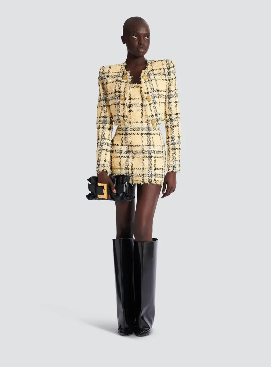 Balmain Short strappy dress in glitter tweed | Thumbnail 2 Balmain Short strappy dress in glitter tweed | Thumbnail 2