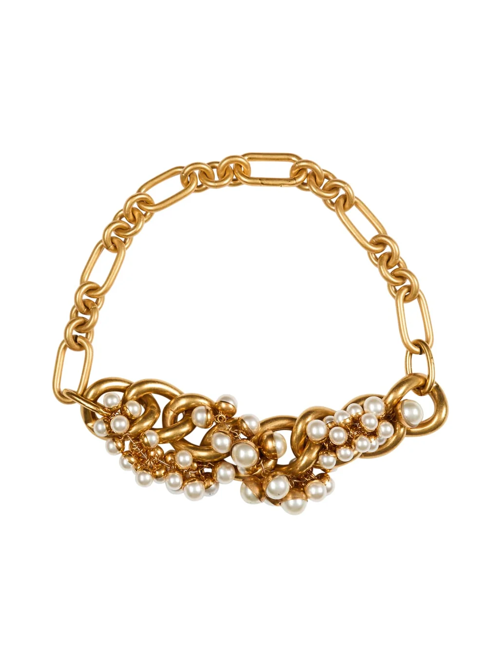 Sync necklace in brass and pearls Sync necklace in brass and pearls