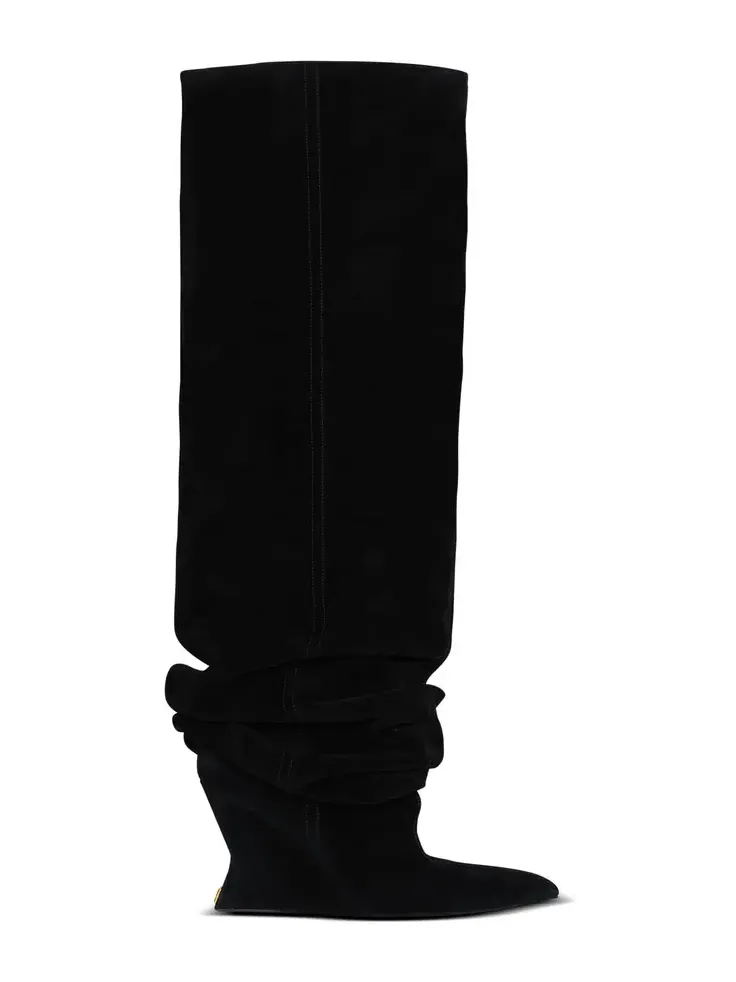 Suede leather Wedge thigh-high boots Suede leather Wedge thigh-high boots