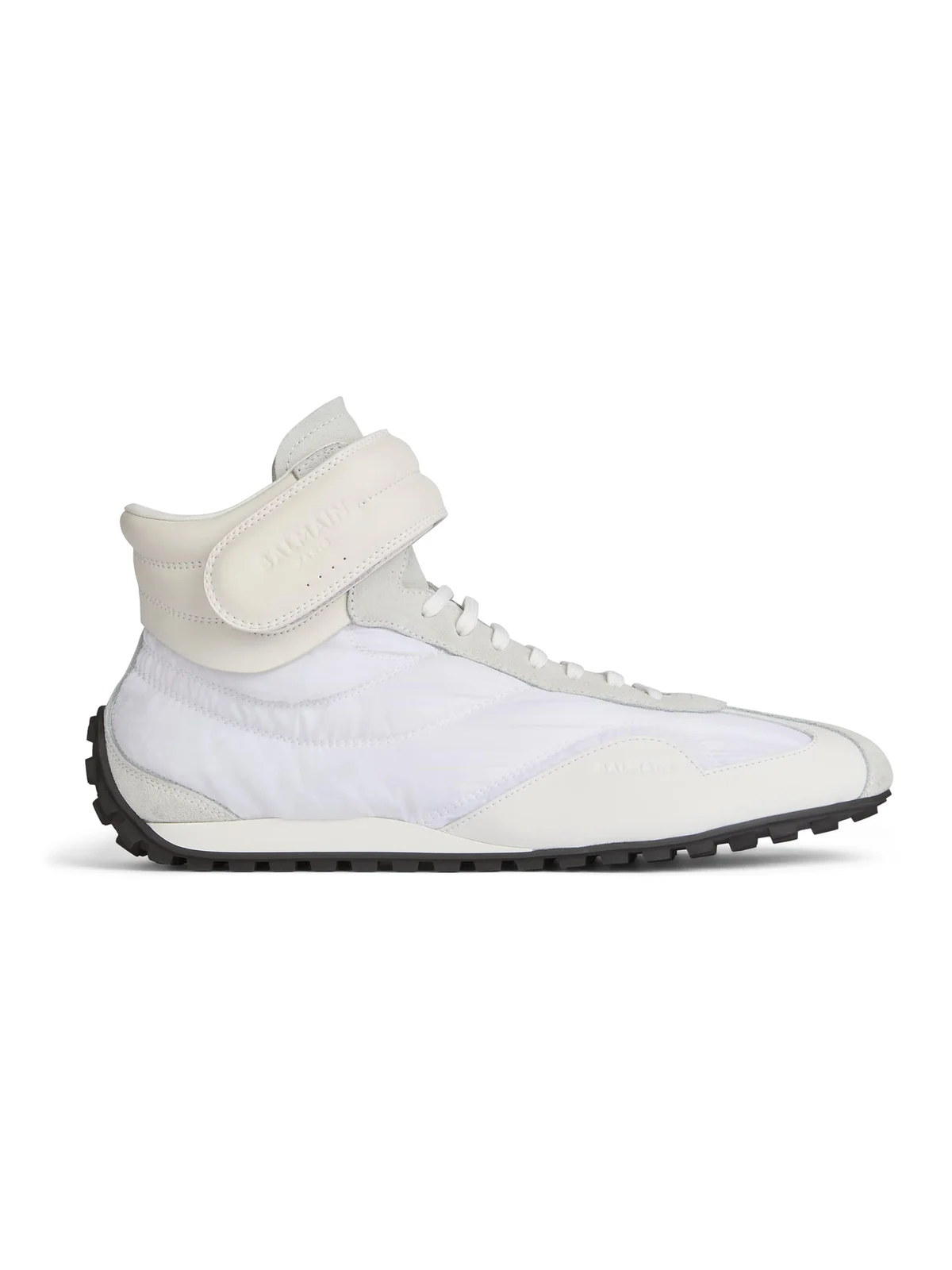 Balmain Racing Mid-Top trainers in nylon and leather