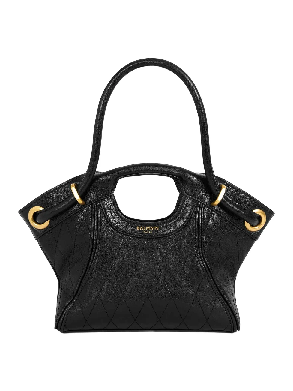 Balmain Small Tote in smooth topstitched leather
