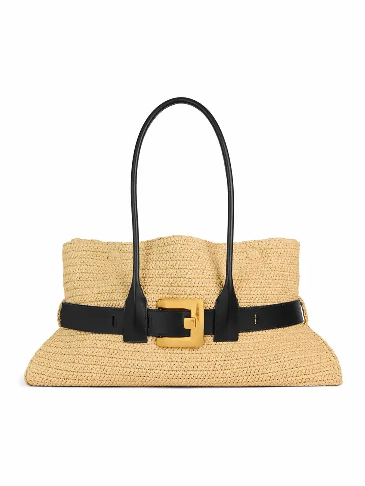 Large Anthem bag in smooth leather and crochet
