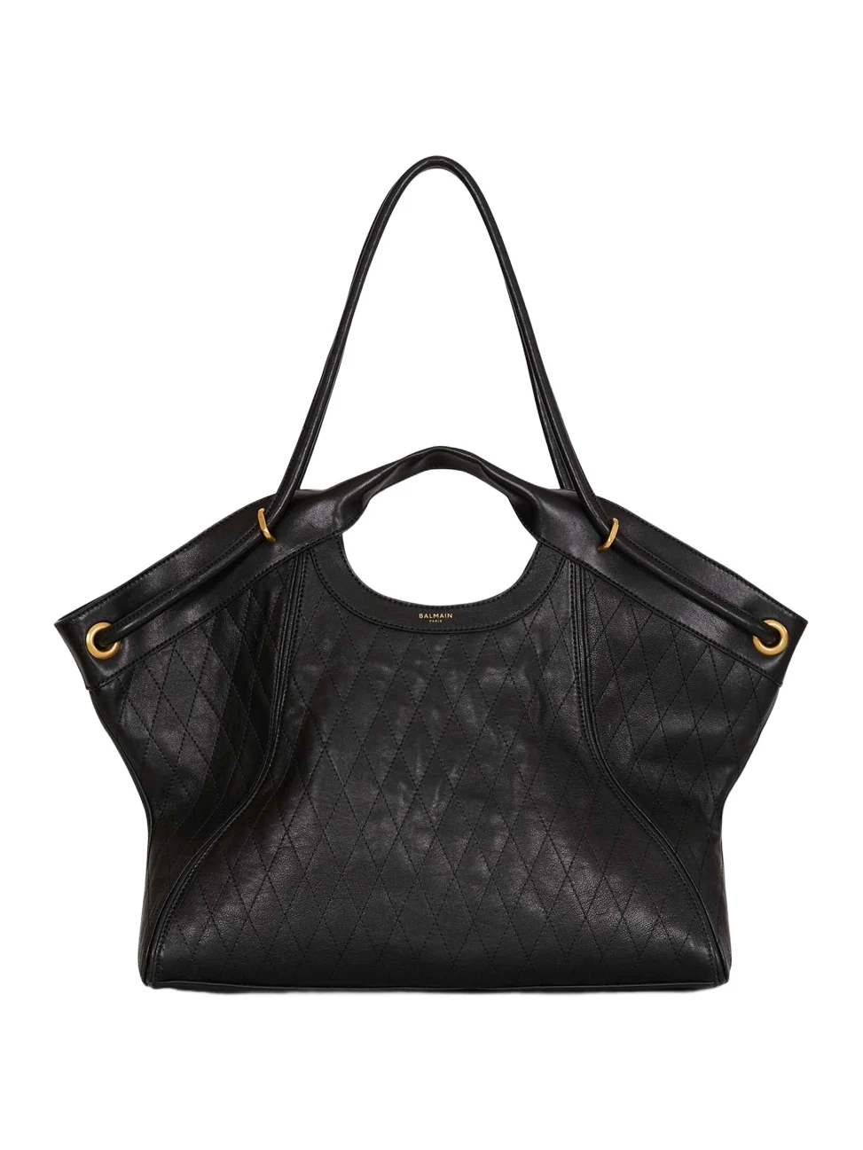 Balmain Large Tote in topstitched leather