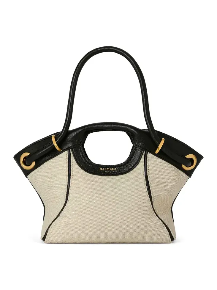 Small Tote in smooth leather and canvas