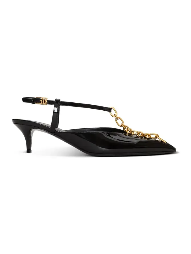 Sync chain kitten slingbacks in patent leather Sync chain kitten slingbacks in patent leather