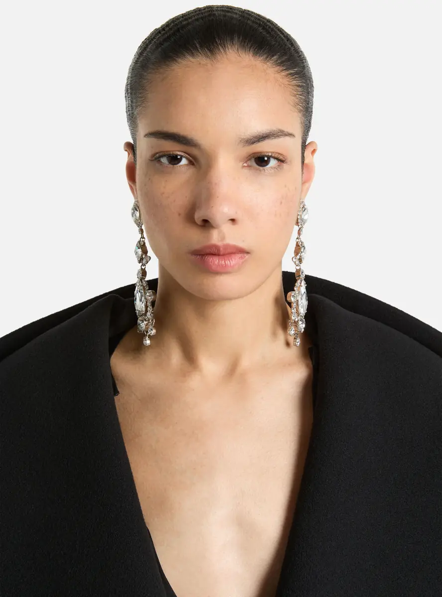Balmain Brass and crystal pendant earrings | Thumbnail 2 Balmain Brass and crystal pendant earrings | Thumbnail 2