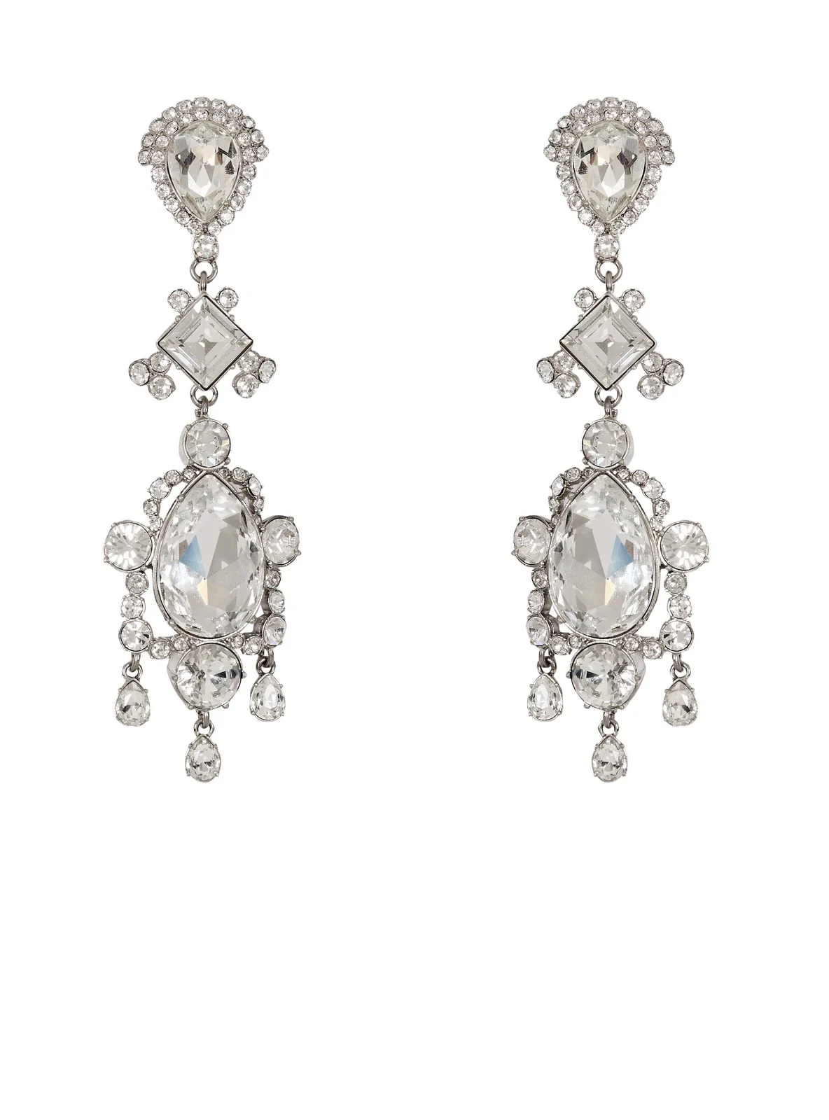 Brass and crystal pendant earrings Brass and crystal pendant earrings