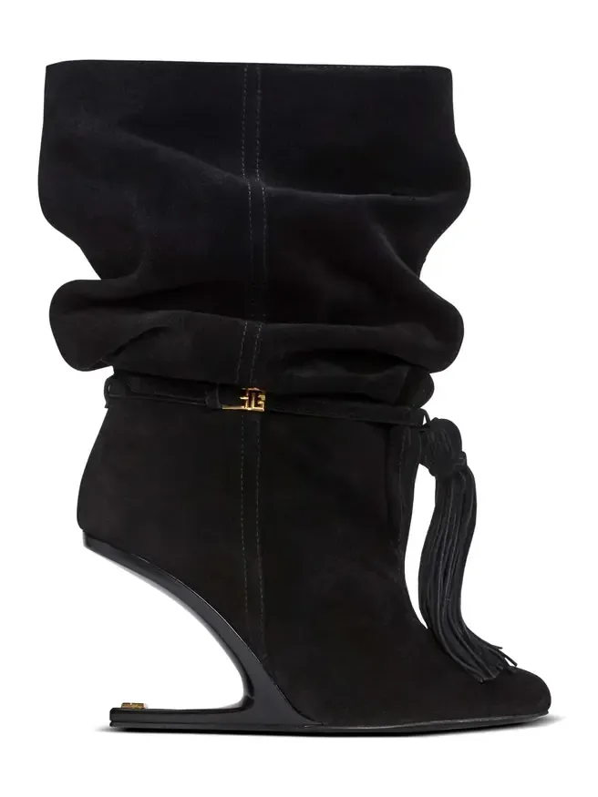 Balmain No Wedge suede leather ankle boots with tassel