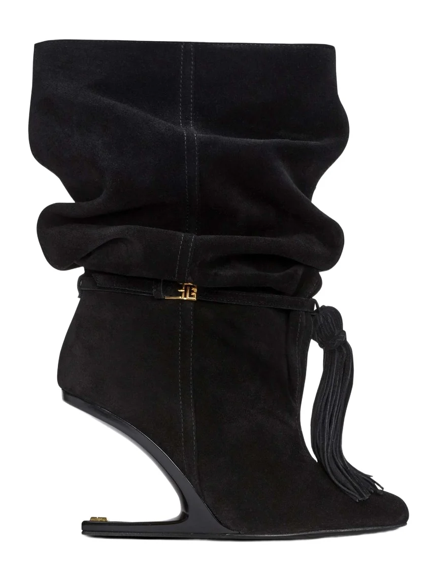 No Wedge suede leather ankle boots with tassel