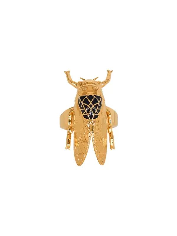 Balmain Brass and enamel Insect ring