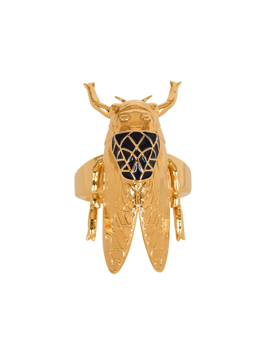 Balmain Brass and enamel Insect ring