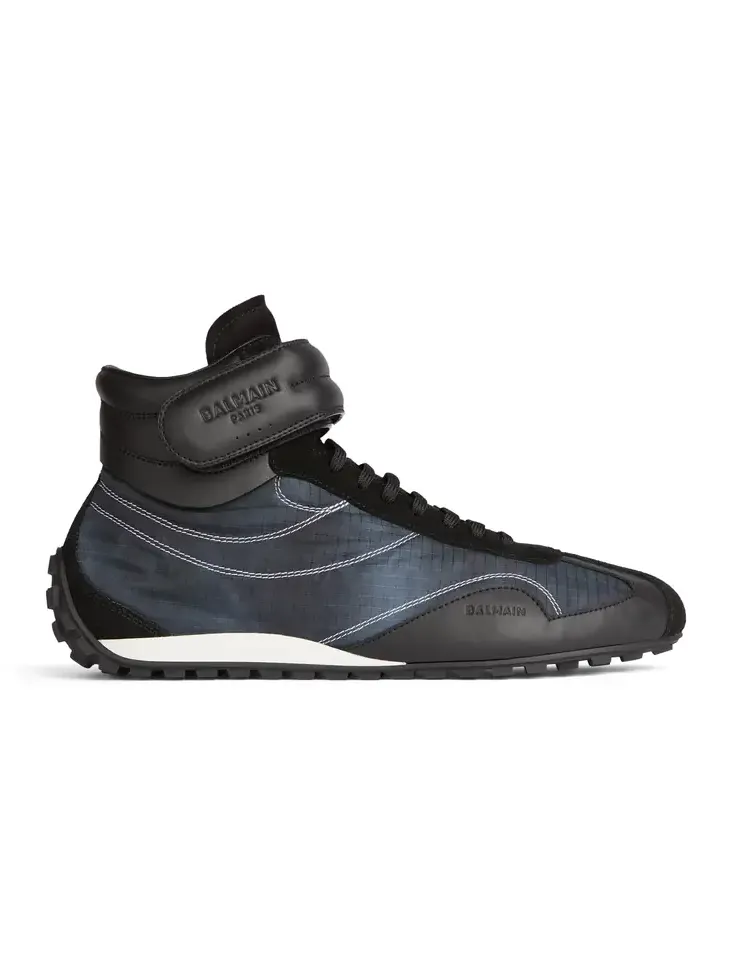 Balmain Racing Mid-Top trainers in nylon and leather