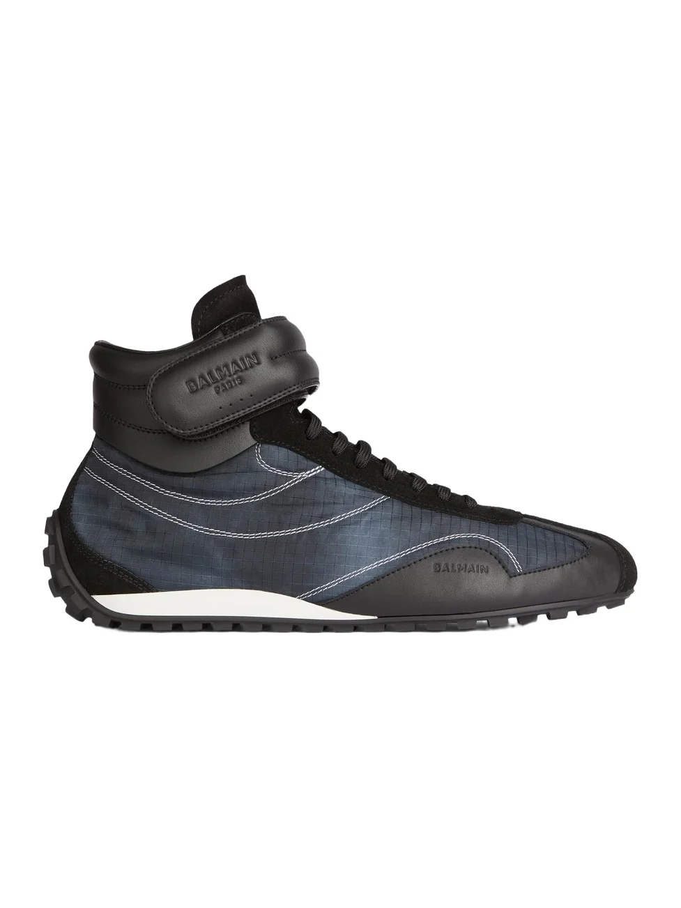 Balmain Racing Mid-Top trainers in nylon and leather