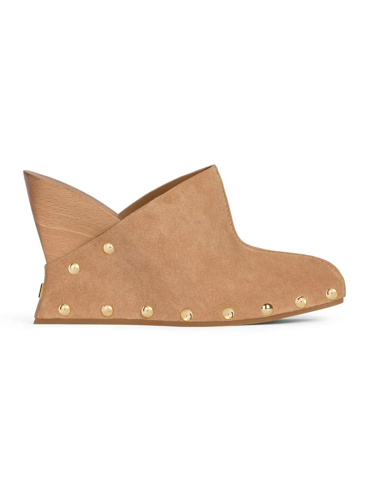 Wedge clogs in wood and suede