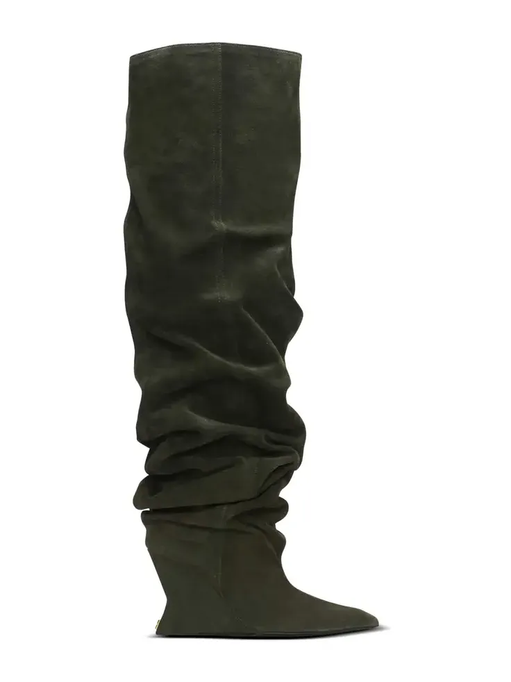 Balmain Suede leather Wedge thigh-high boots