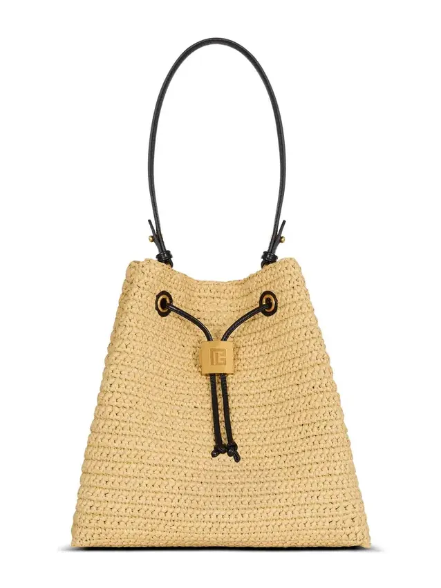 Balmain Pulse crochet and leather backpack