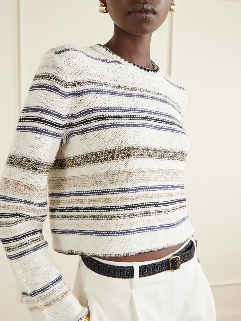 James Perse Striped Knitted Cotton-blend Sweater | Thumbnail 5 James Perse Striped Knitted Cotton-blend Sweater | Thumbnail 5