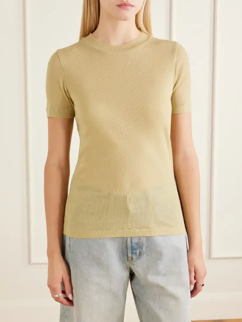 B SIDES Vivien Ribbed Cotton-blend T-shirt | Thumbnail 3 B SIDES Vivien Ribbed Cotton-blend T-shirt | Thumbnail 3