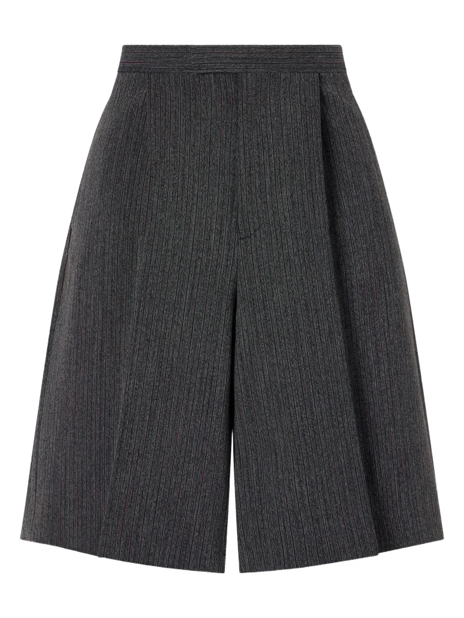 Striped Pleated Mélange-twill Shorts Striped Pleated Mélange-twill Shorts