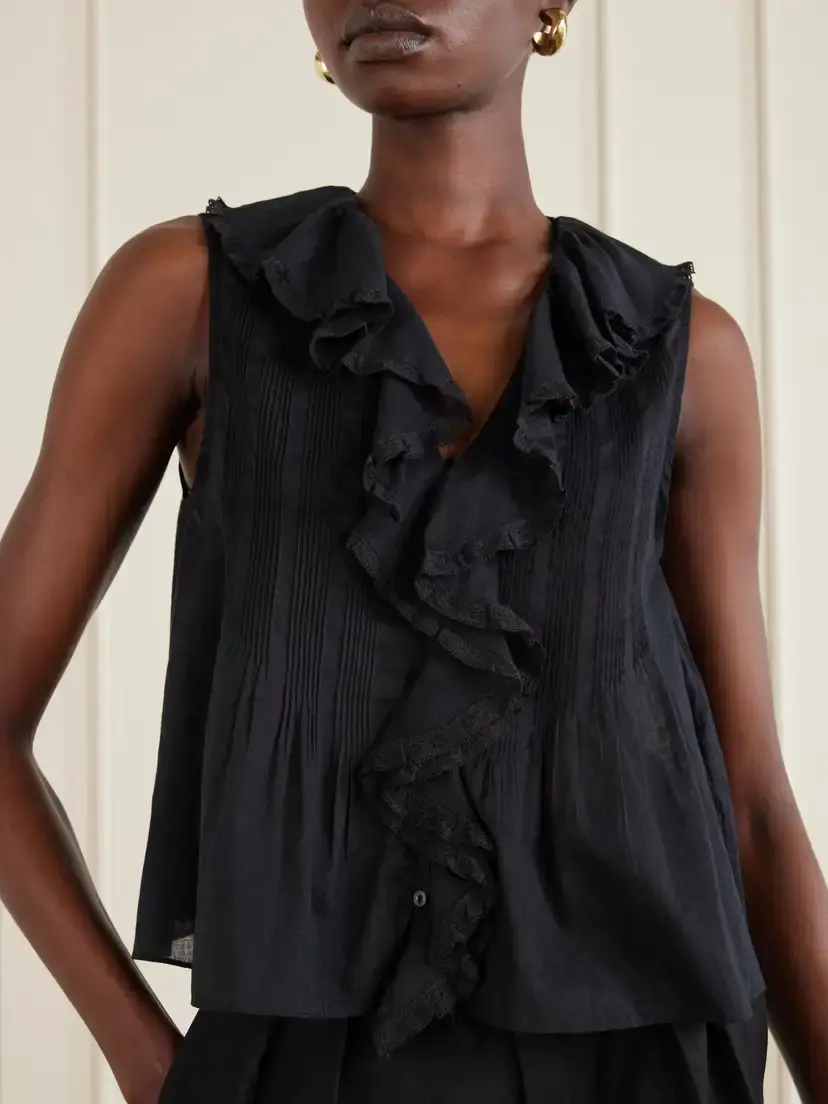 DÔEN Hilda Ruffled Embroidered Organic Cotton Top | Thumbnail 4 DÔEN Hilda Ruffled Embroidered Organic Cotton Top | Thumbnail 4