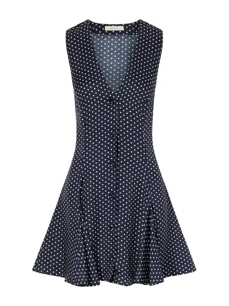 DÔEN Aubrey Polka-dot Silk-blend Twill Mini Dress | Image 1 DÔEN Aubrey Polka-dot Silk-blend Twill Mini Dress | Image 1