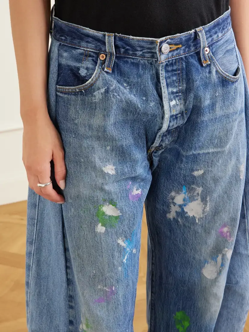 B SIDES Vintage Lasso Frayed Paint-splattered Mid-rise Wide-leg Jeans | Thumbnail 4 B SIDES Vintage Lasso Frayed Paint-splattered Mid-rise Wide-leg Jeans | Thumbnail 4