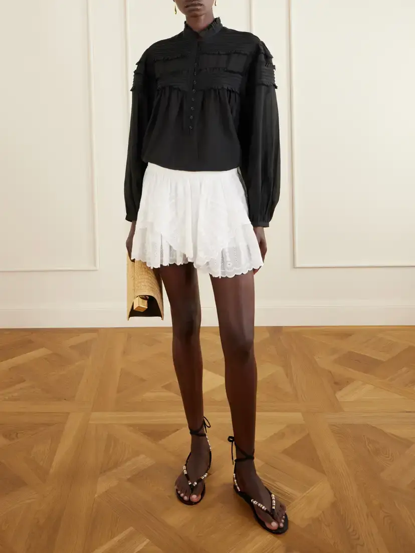 Marant Étoile Layle Broderie Anglaise Cotton Shorts | Thumbnail 2 Marant Étoile Layle Broderie Anglaise Cotton Shorts | Thumbnail 2