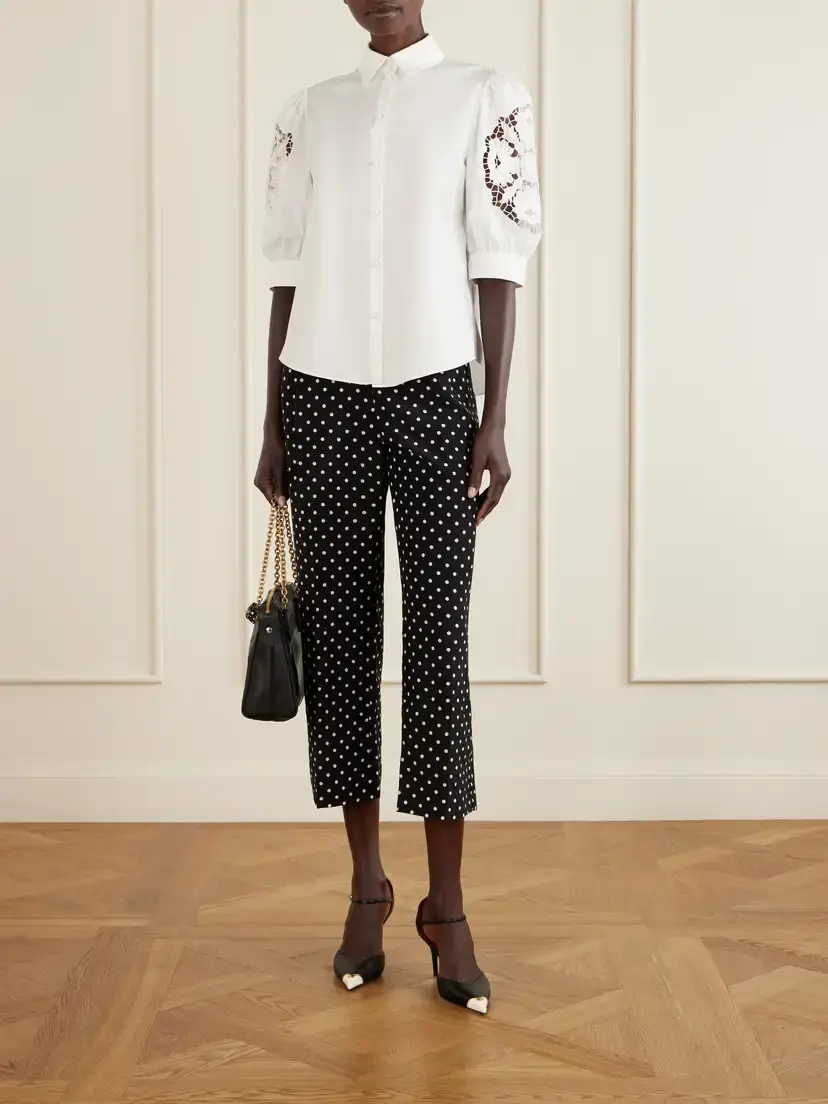Valentino Garavani Broderie Anglaise-trimmed Cotton-poplin Shirt | Thumbnail 2 Valentino Garavani Broderie Anglaise-trimmed Cotton-poplin Shirt | Thumbnail 2