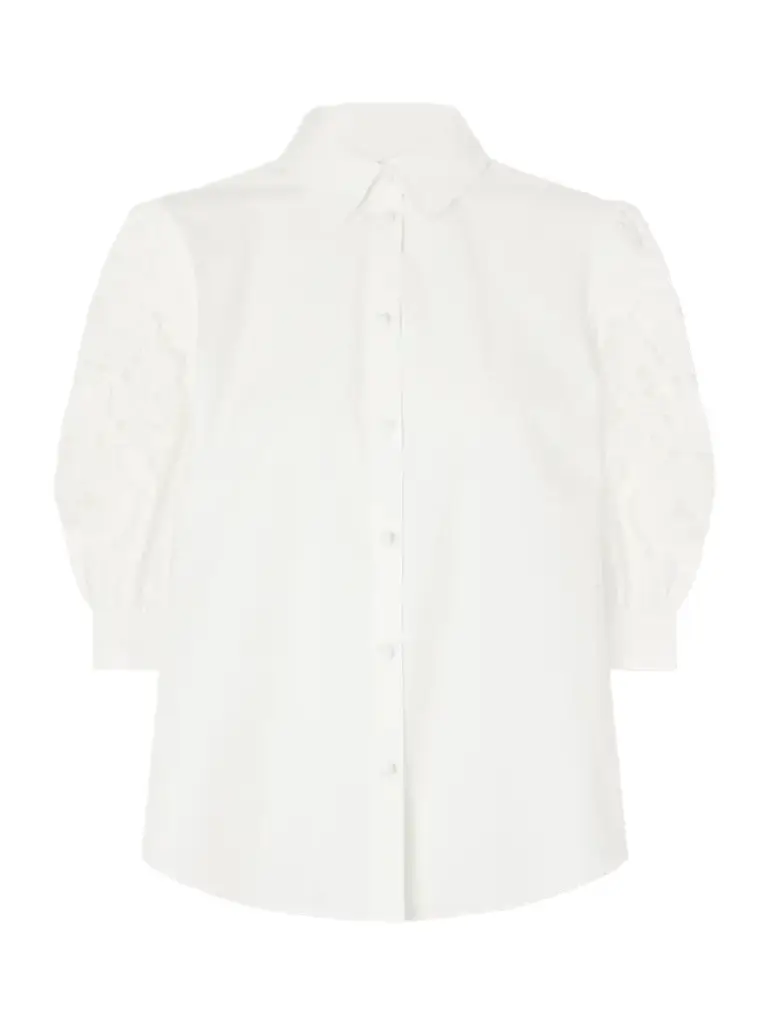 Valentino Garavani Broderie Anglaise-trimmed Cotton-poplin Shirt | Image 1 Valentino Garavani Broderie Anglaise-trimmed Cotton-poplin Shirt | Image 1