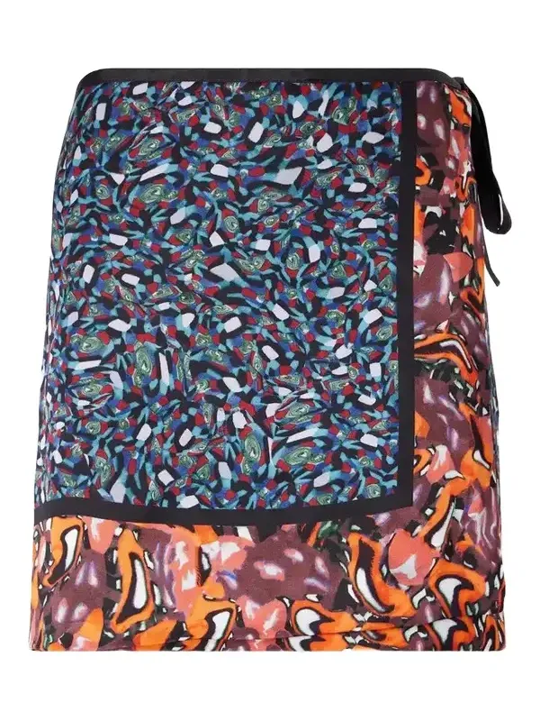 Dries Van Noten Gabrinas Printed Satin Wrap Mini Skirt