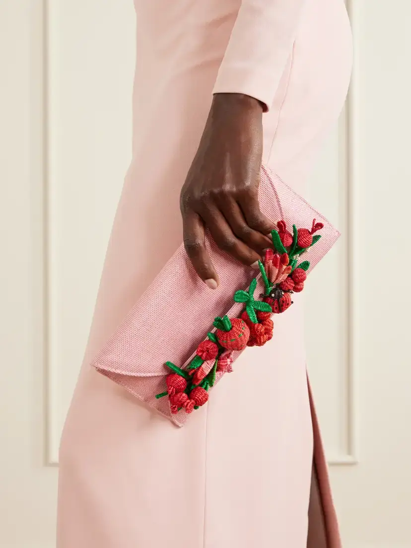 Aquazzura Botanica Embellished Raffia Clutch | Thumbnail 2