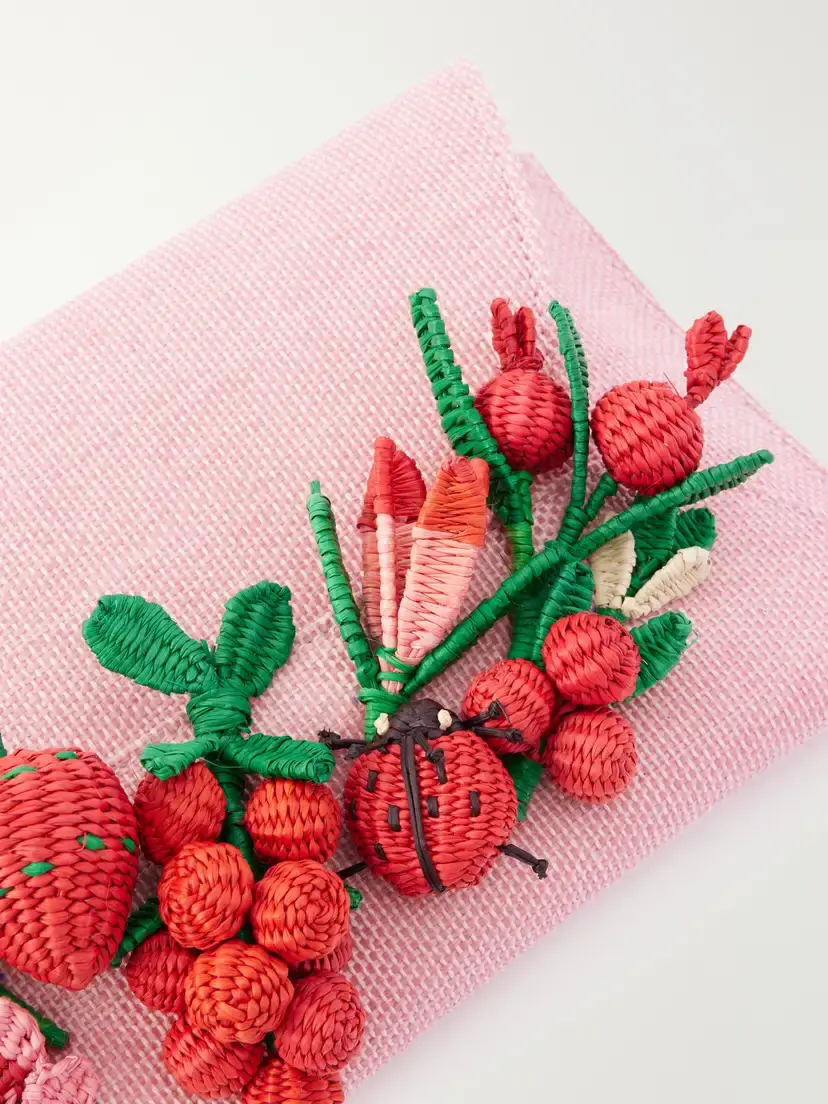 Aquazzura Botanica Embellished Raffia Clutch | Thumbnail 5